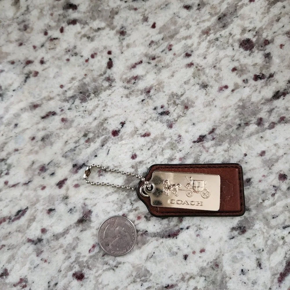 COACH Replacement Hangtag Set Brown Saddle Leather Bag Charms Metal Horse Logo